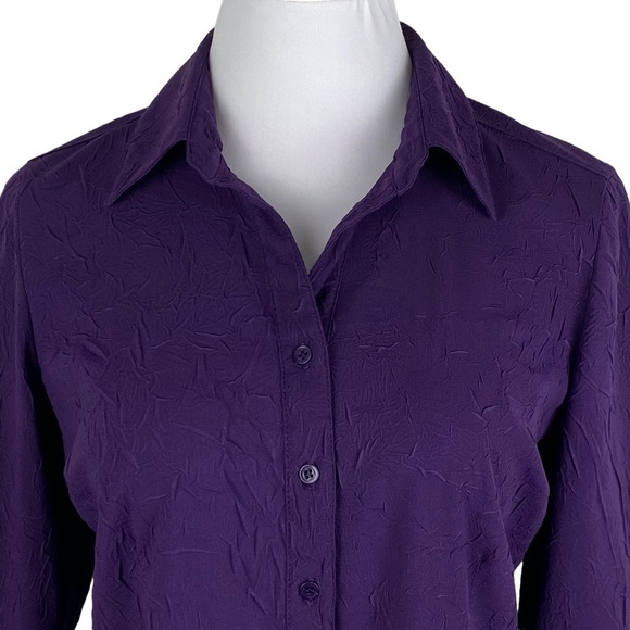 Croft & Barrow Textured Button Down‎ Blouse Women's Small Purple Stretch - Picture 3 of 10